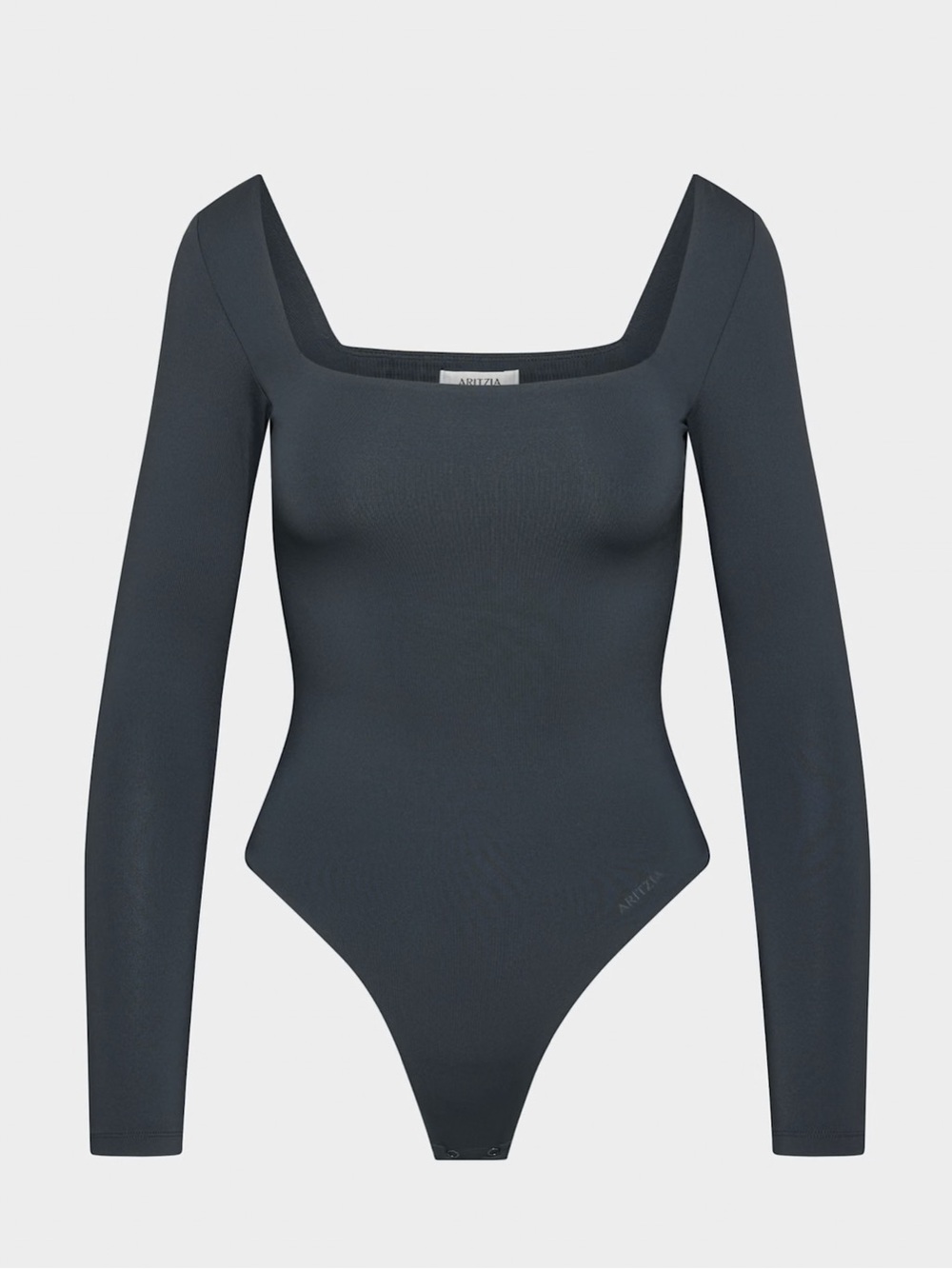 Aritzia Babaton XS Long Sleeve Square Neck Bodysuit - Charcoal